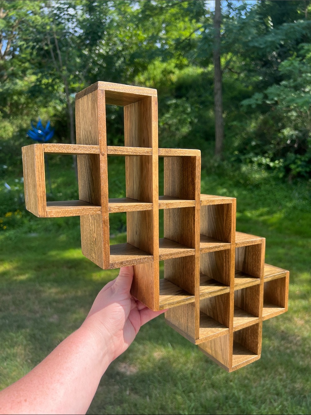 Vintage Style Wood Wall Shelf Spice Rack Miniatures Display Shadowbox Wall Decor